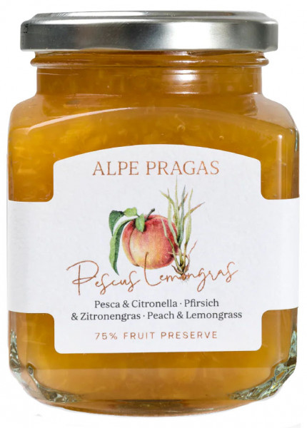 Fruchtaufstrich Pfirsich und Zitronengras - 335g - Alpe Pragas