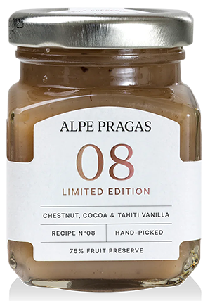 Fruchtaufstrich Kastanie, Kakao & Vanille aus Tahiti "Limited Edition" - 220g - Alpe Pragas