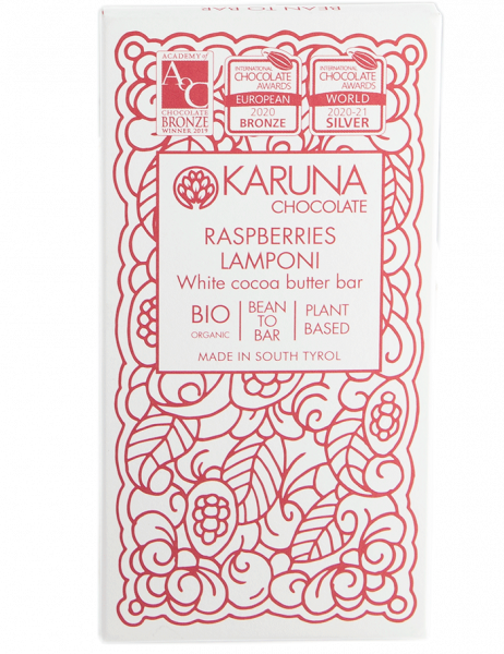 Weisse Schokolade mit Himbeeren Bio - 50g - Karuna