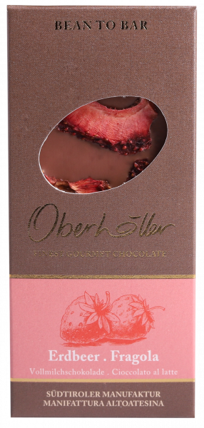 Vollmilchschokolade Erdbeere - 50g - Oberhöller