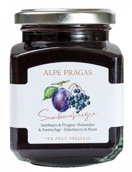 Fruchtaufstrich Holunder und Zwetschge - 335g - Alpe Pragas